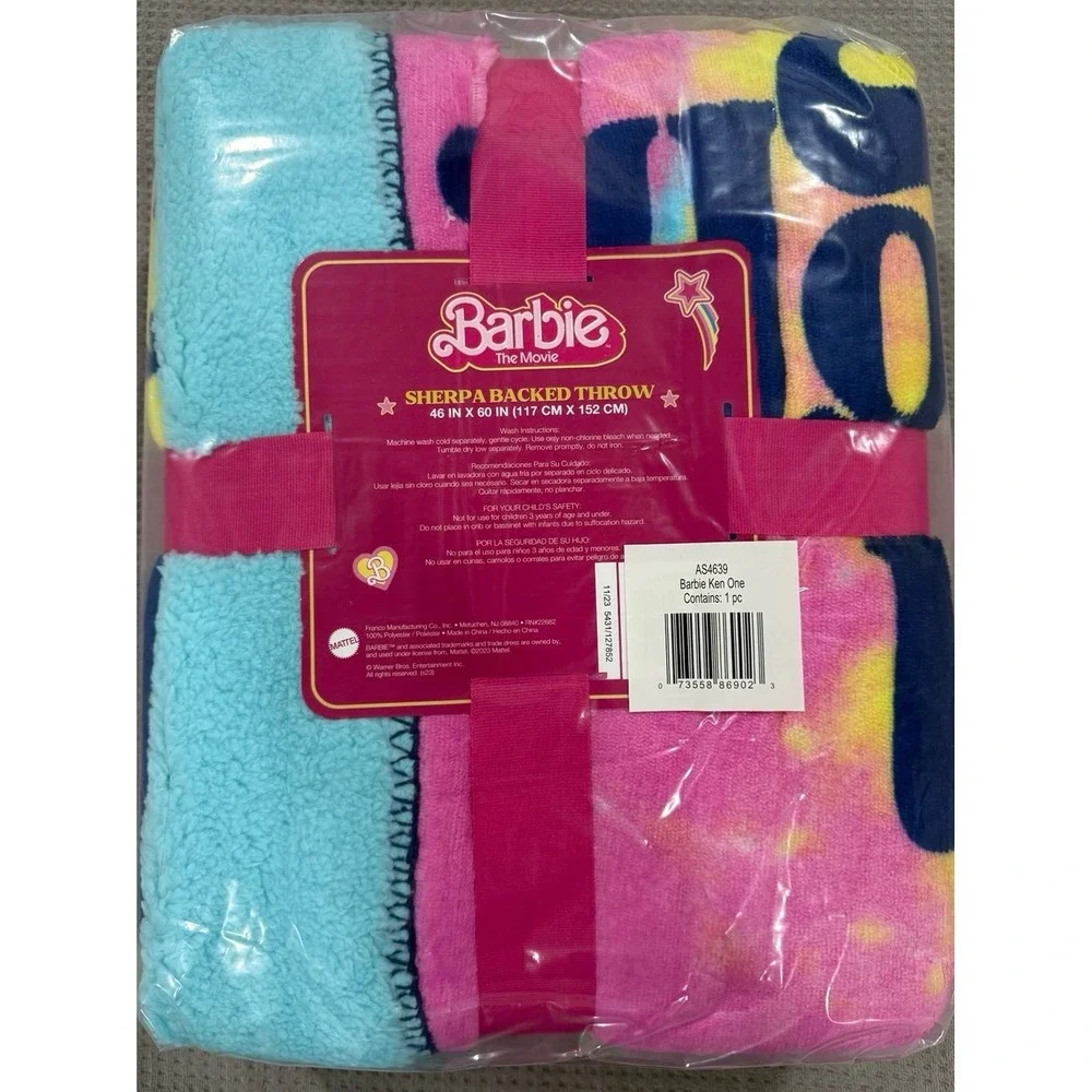 Barbie‎ The Movie I Am Kenough Sherpa Throw Blanket 46x60